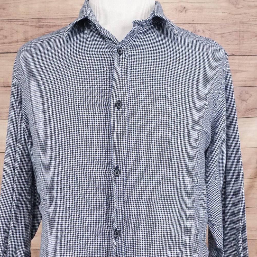 Banana Republic Shirt Mens XL Blue Check‎ Long Sleeve Button-Up Slim Fit Cotton